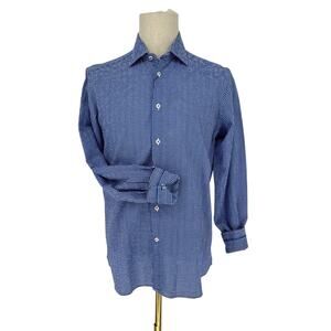 Robert Graham Seersucker Checker Button Front Long Sleeve Casual Shirt M